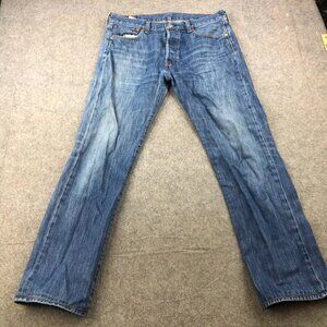 Levis 501 Jeans Burnt Original Blue Washed Button Slim Fit Jeans